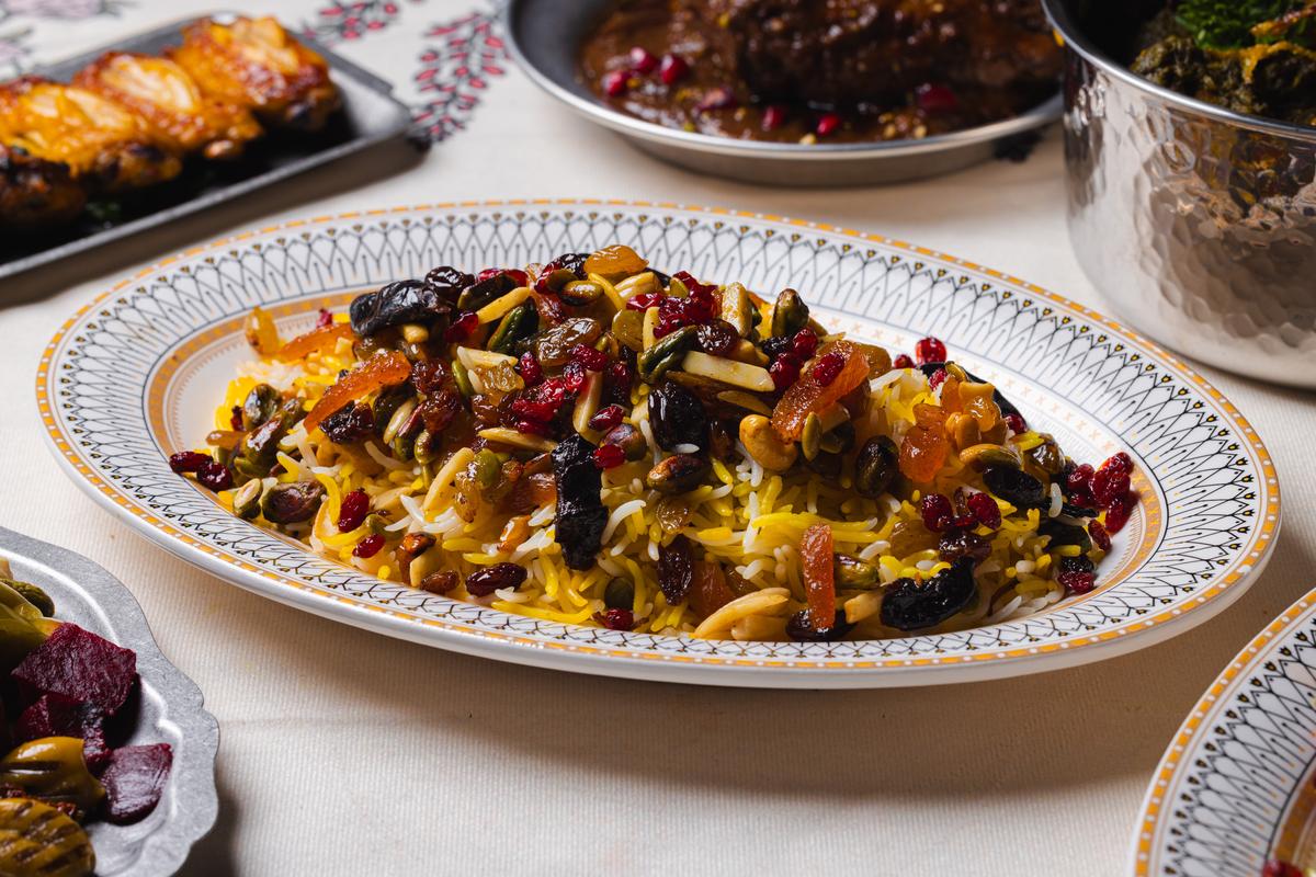 Zereshk polo: saffron rice jewelled with barberries